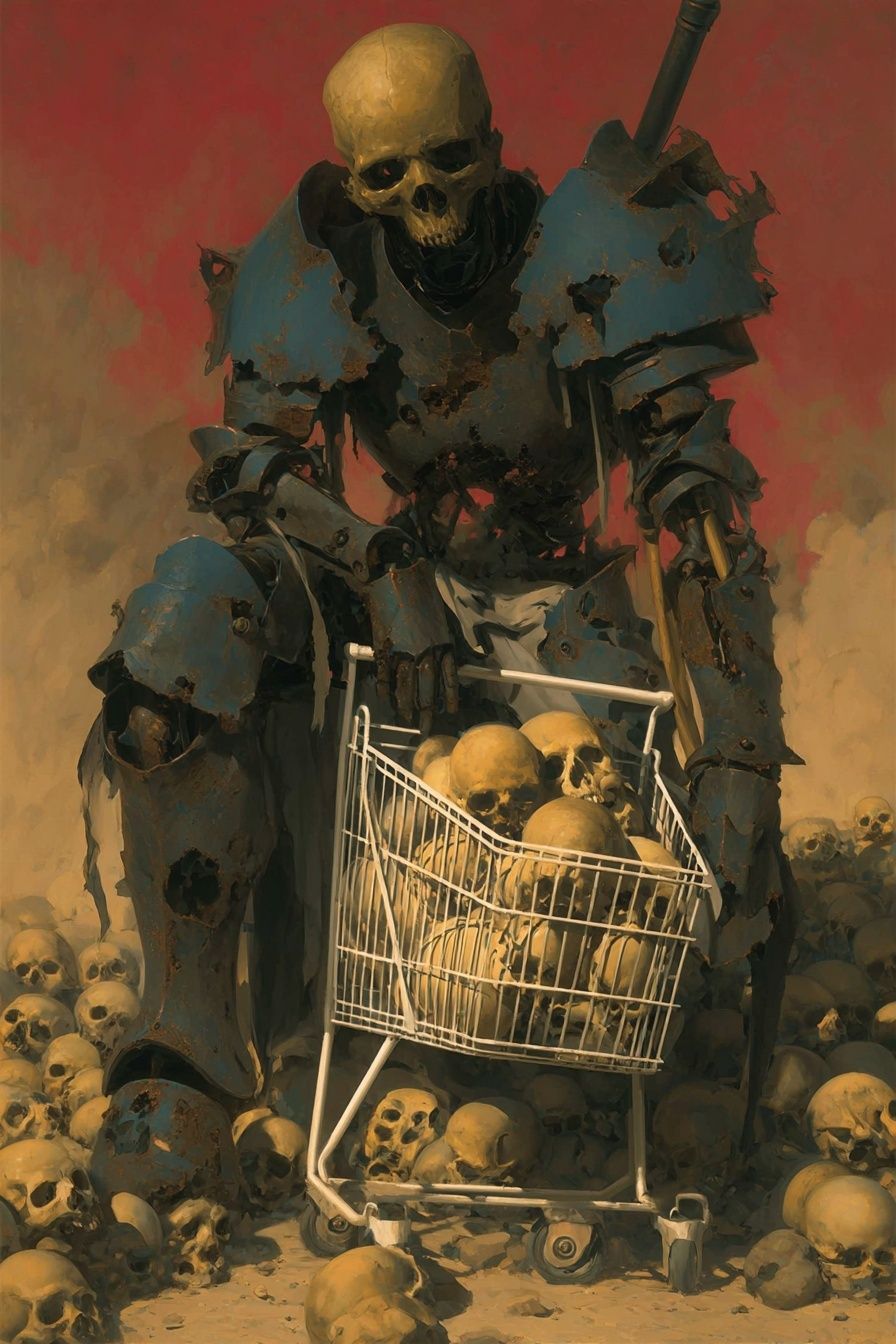 Skeleton Warrior — Surreal Art Print. poster — fine-art art