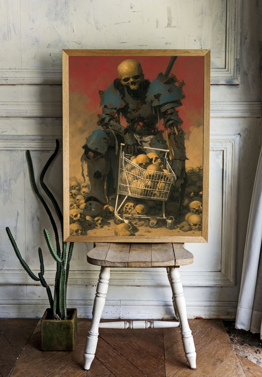 Skeleton Warrior — Surreal Art Print room preview