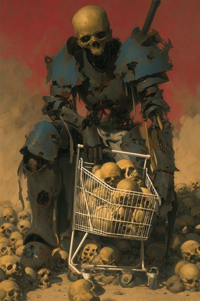 Skeleton Warrior — Surreal Art Print. poster