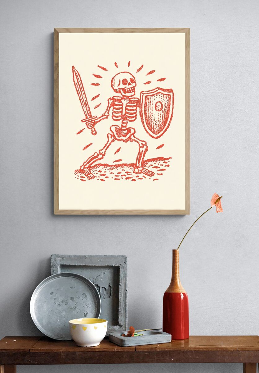 Skeleton Warrior — Vintage Print. — room view 3
