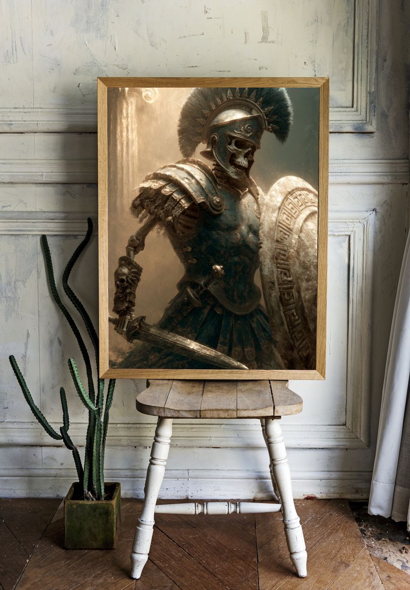 Skeleton Spartan Warrior Print. room preview