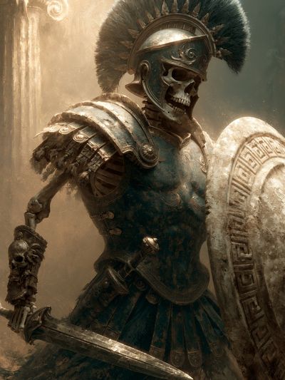 Skeleton Spartan Warrior Print. poster