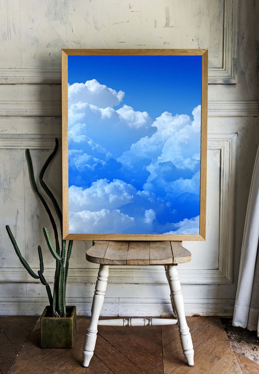 Blue Sky Clouds Photography Poster. — room view 1