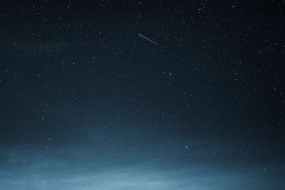 Shooting star dark blue sky. poster — photography art