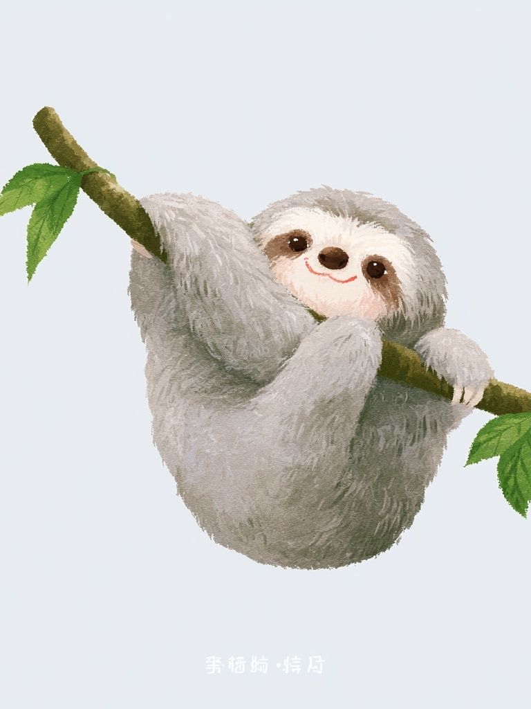 Cute Sloth on Branch Poster. poster — animals art