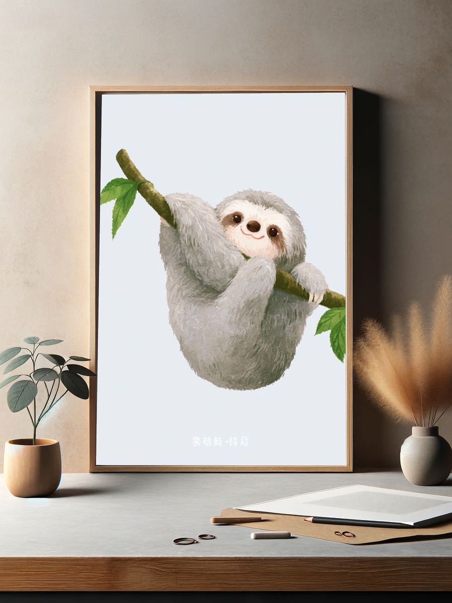 Cute Sloth on Branch Poster. — room view 2