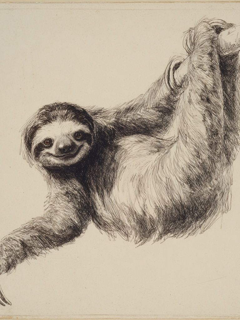 Smiling Sloth Illustration Poster. poster detail