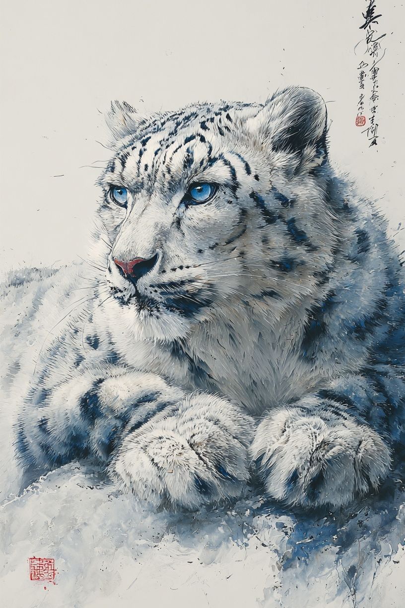 Snow Leopard — Fine Art Print. poster — animals art