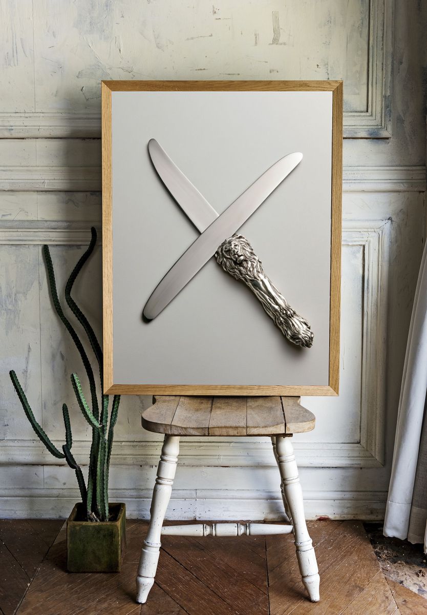 Silver Lion Letter Opener Poster. room preview