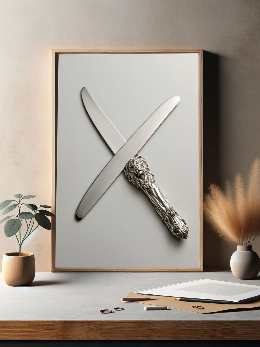Silver Lion Letter Opener Poster. — room view 2
