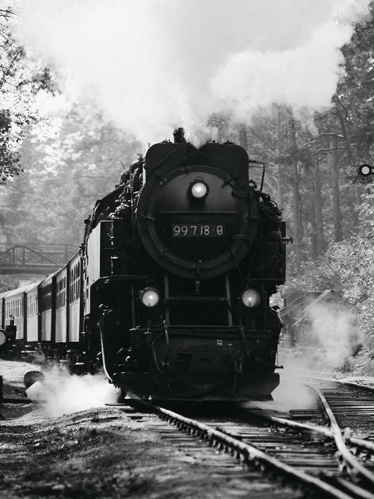 Steam Locomotive in the Forest Print. poster detail