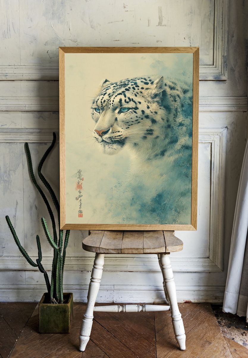 Snow Leopard Portrait — Fine Art Print room preview