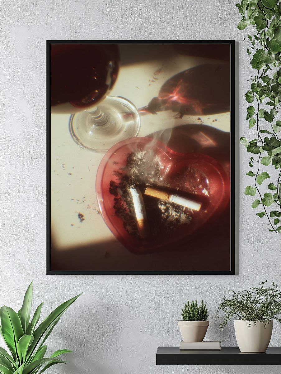 Cigarettes and Wine — Still Life Print. — room view 4