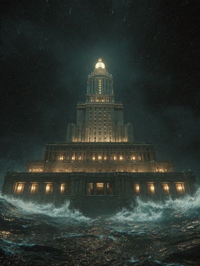Stormy Lighthouse Tower — Surreal Print. poster