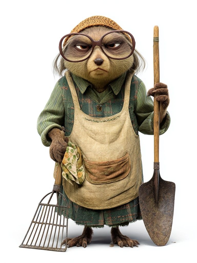 Gardener Sloth Illustration Poster. poster detail