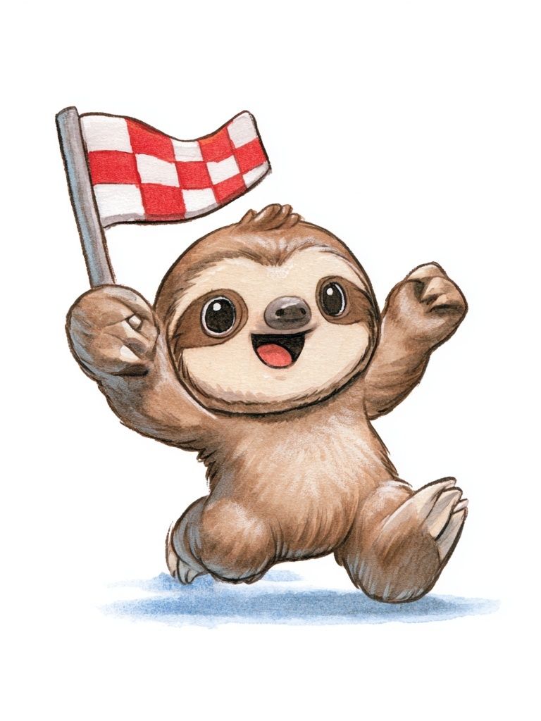 Cheering Sloth Watercolor Poster. poster detail