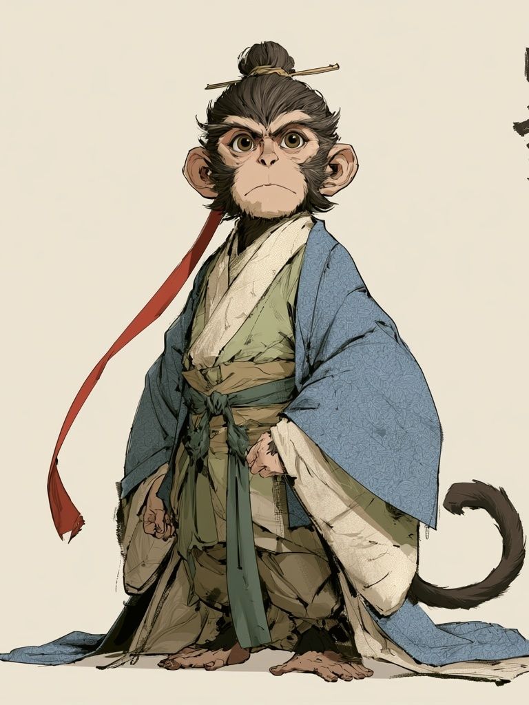 Samurai Monkey Ink Poster. poster — illustration art