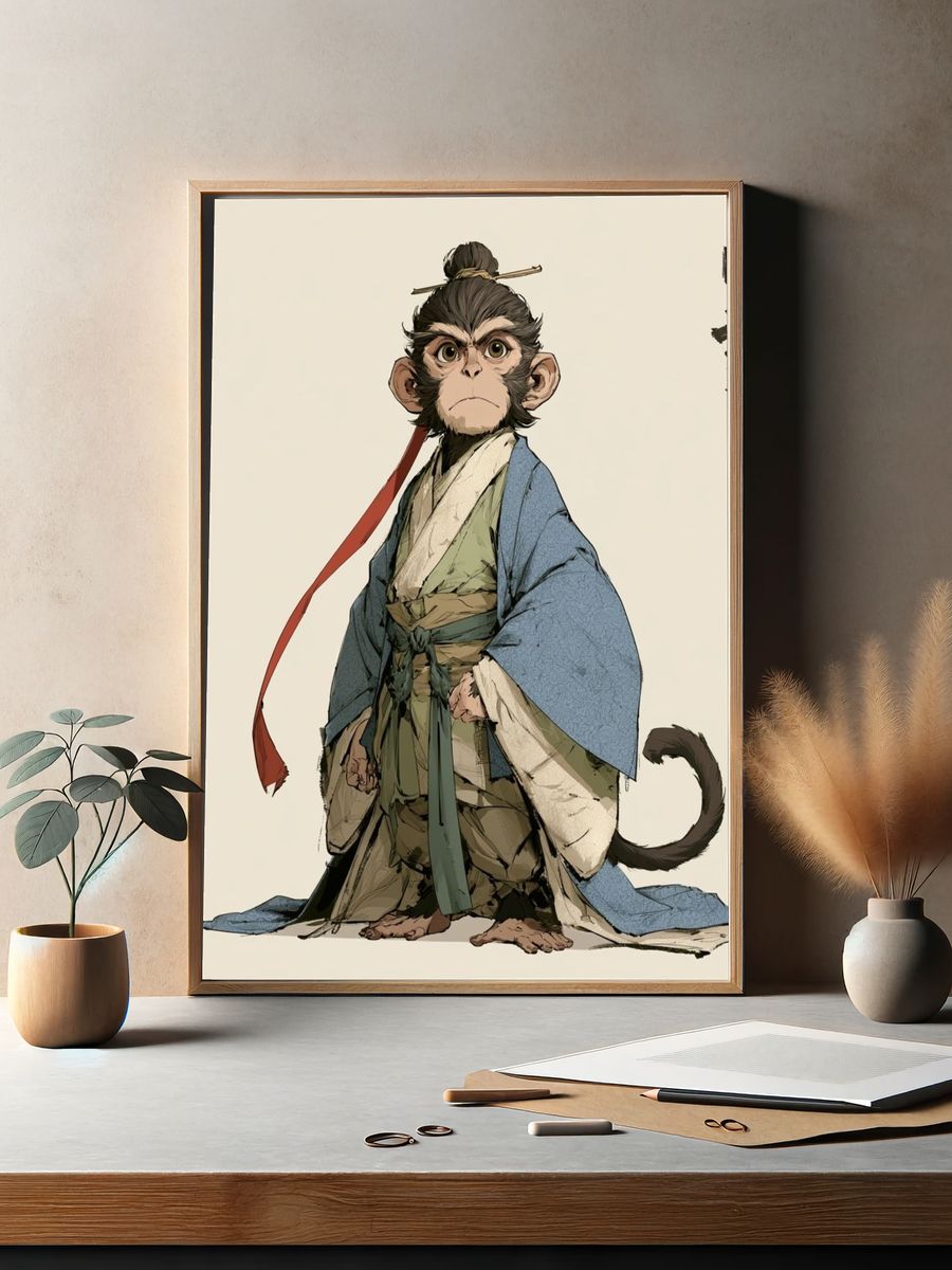 Samurai Monkey Ink Poster. — room view 2