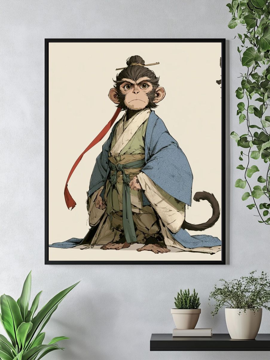 Samurai Monkey Ink Poster. — room view 4