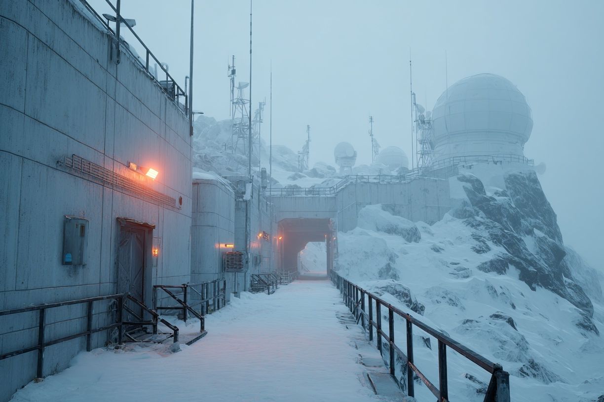 Snowy Mountain Observatory — Photography Print. poster — photography art