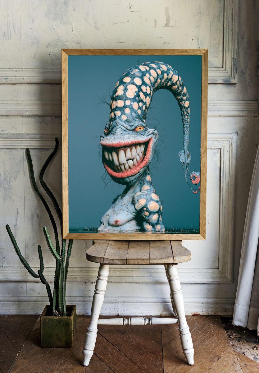Surreal Monster Portrait Print. — room view 1