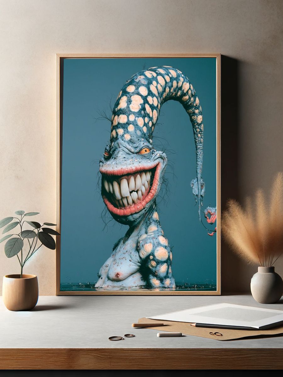 Surreal Monster Portrait Print. — room view 2