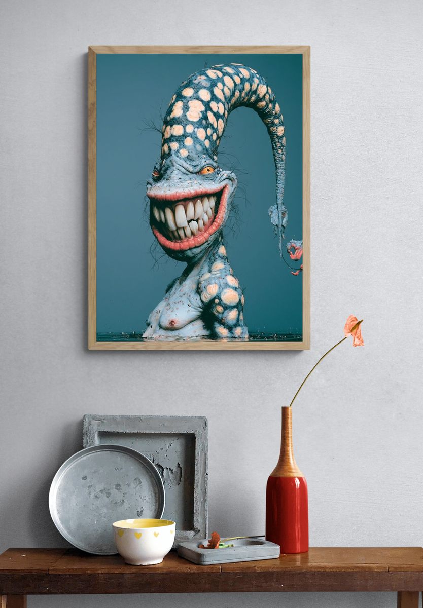 Surreal Monster Portrait Print. — room view 3