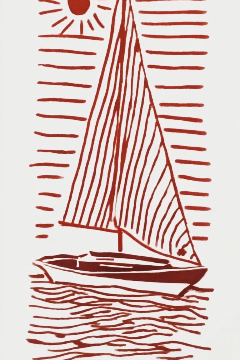 Sailing Boat Minimalist Wall Art — Calm Coastal Print.