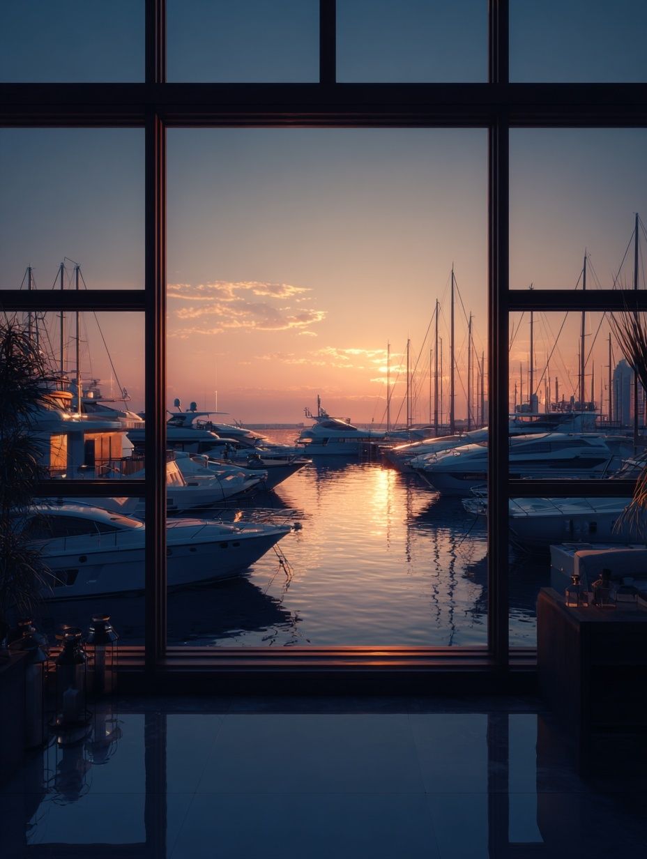 Sunset Marina View — Photography Print. poster — photography art