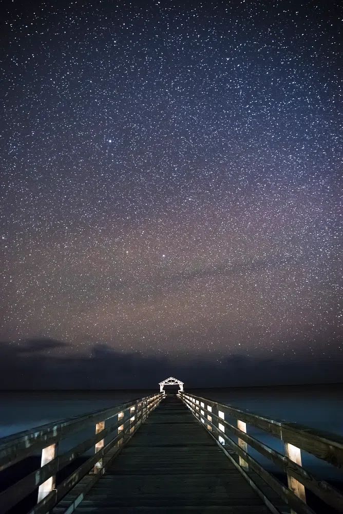 Starry Night Over Pier — Photography Print. poster — photography art