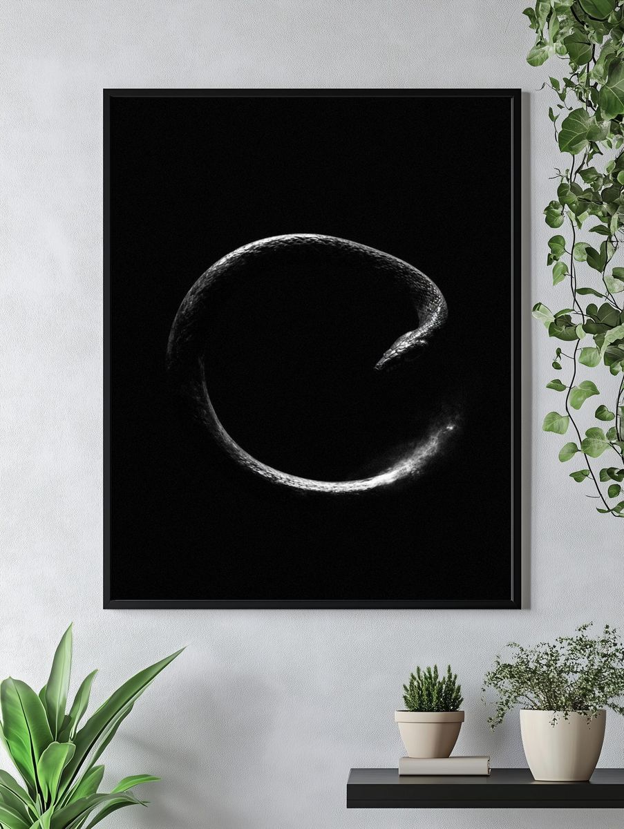 Snake Circle Black-White Poster. — room view 4