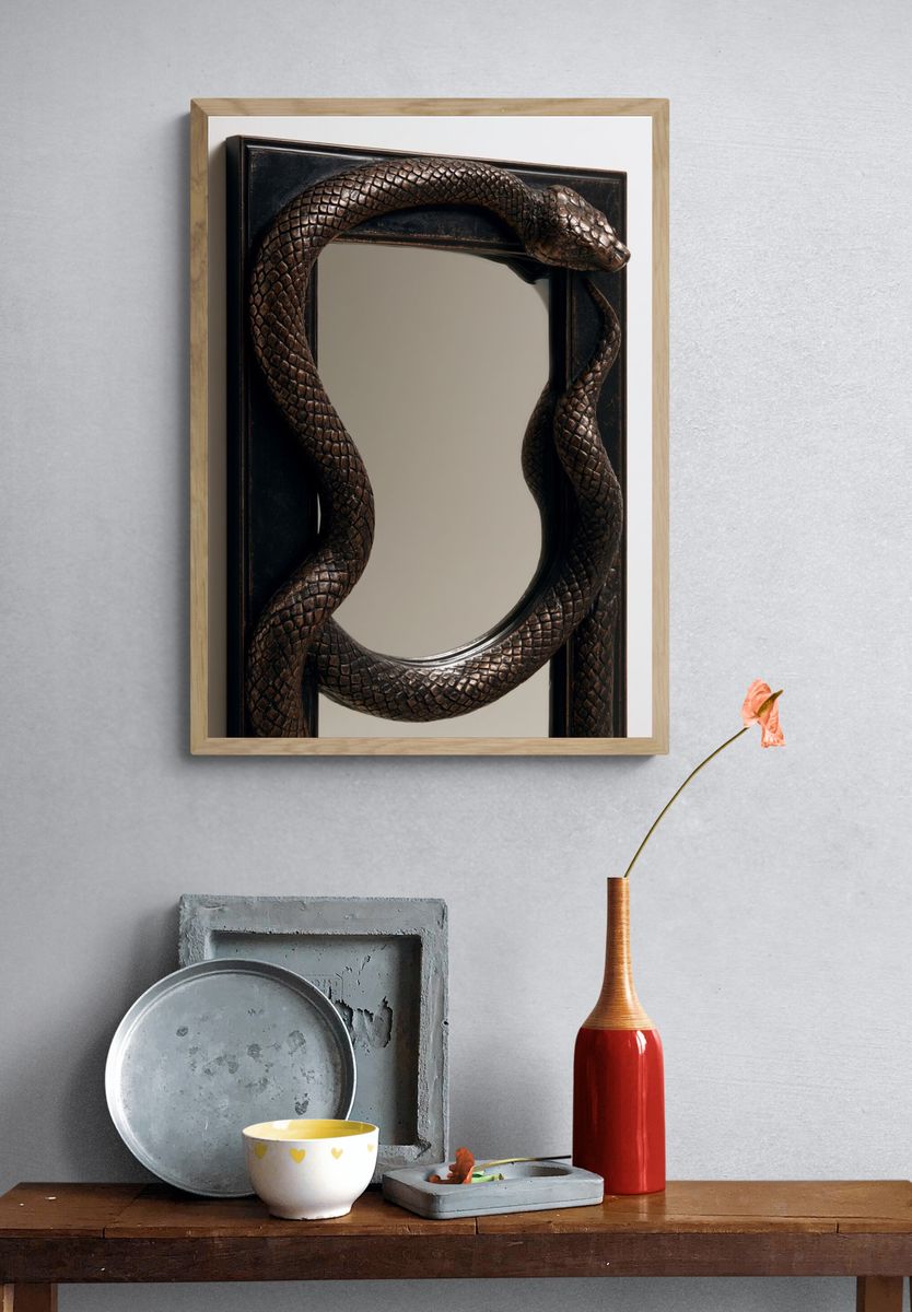 Snake Mirror Sculpture Print. — room view 3