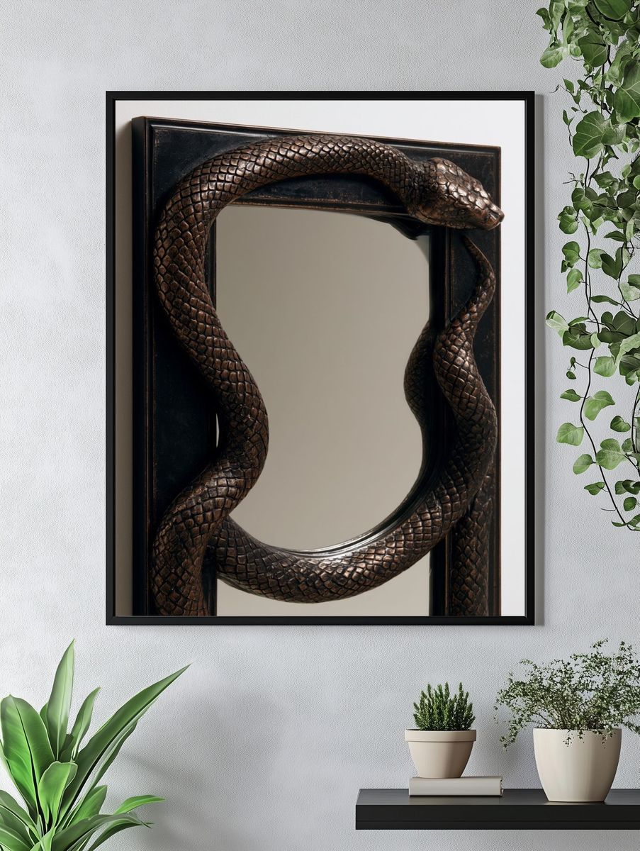 Snake Mirror Sculpture Print. — room view 4