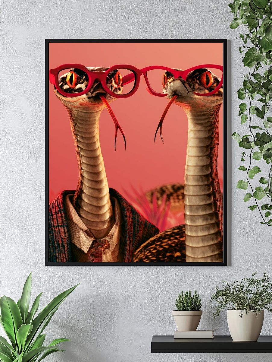 Stylish Snakes Portrait Poster. — room view 4