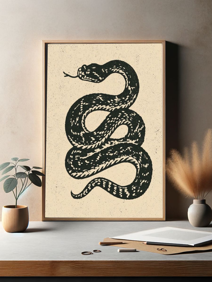 Coiled Snake Vintage Print. — room view 2