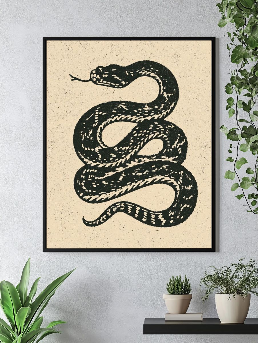 Coiled Snake Vintage Print. — room view 4