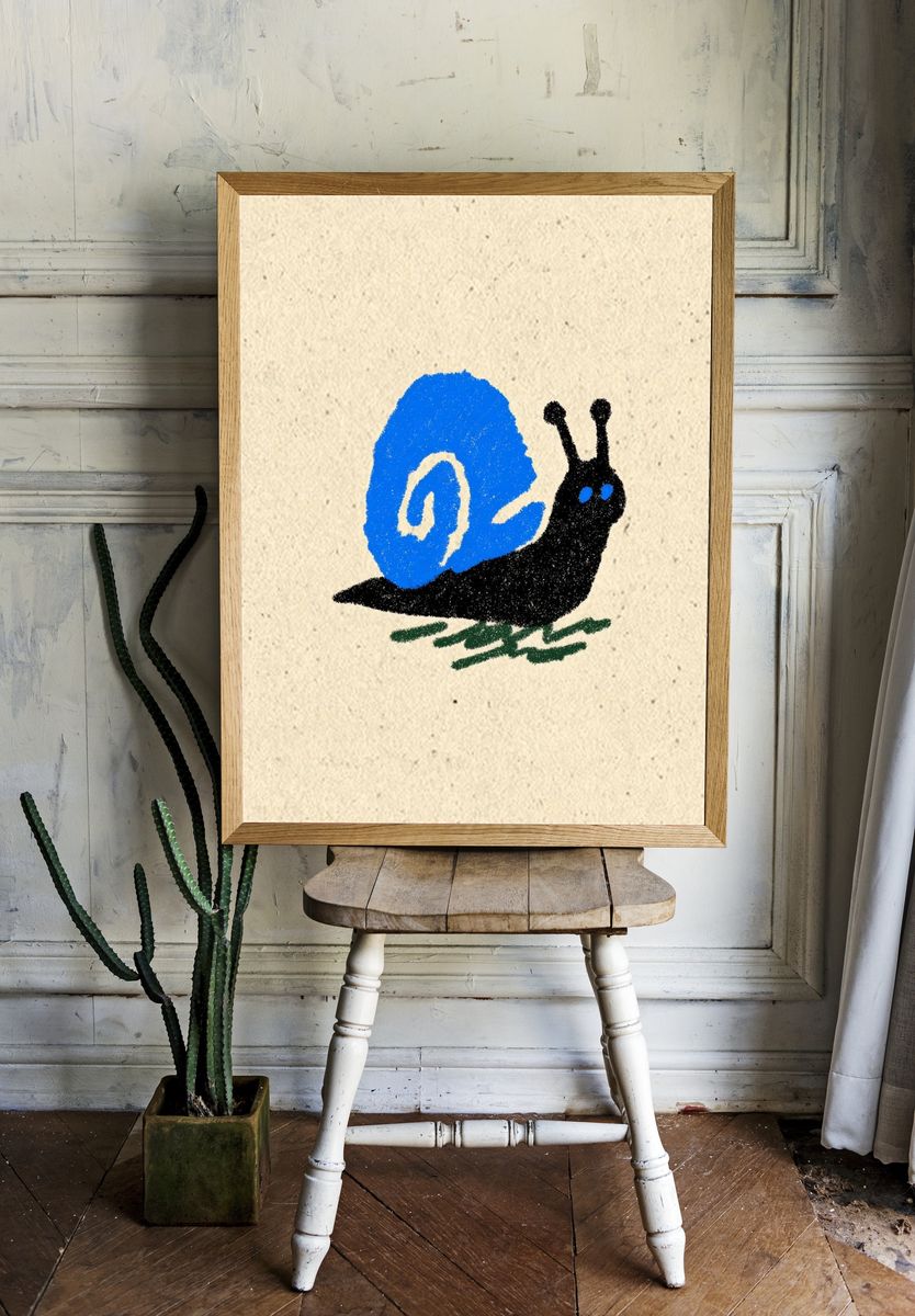 Colorful Snail Illustration Poster. — room view 1