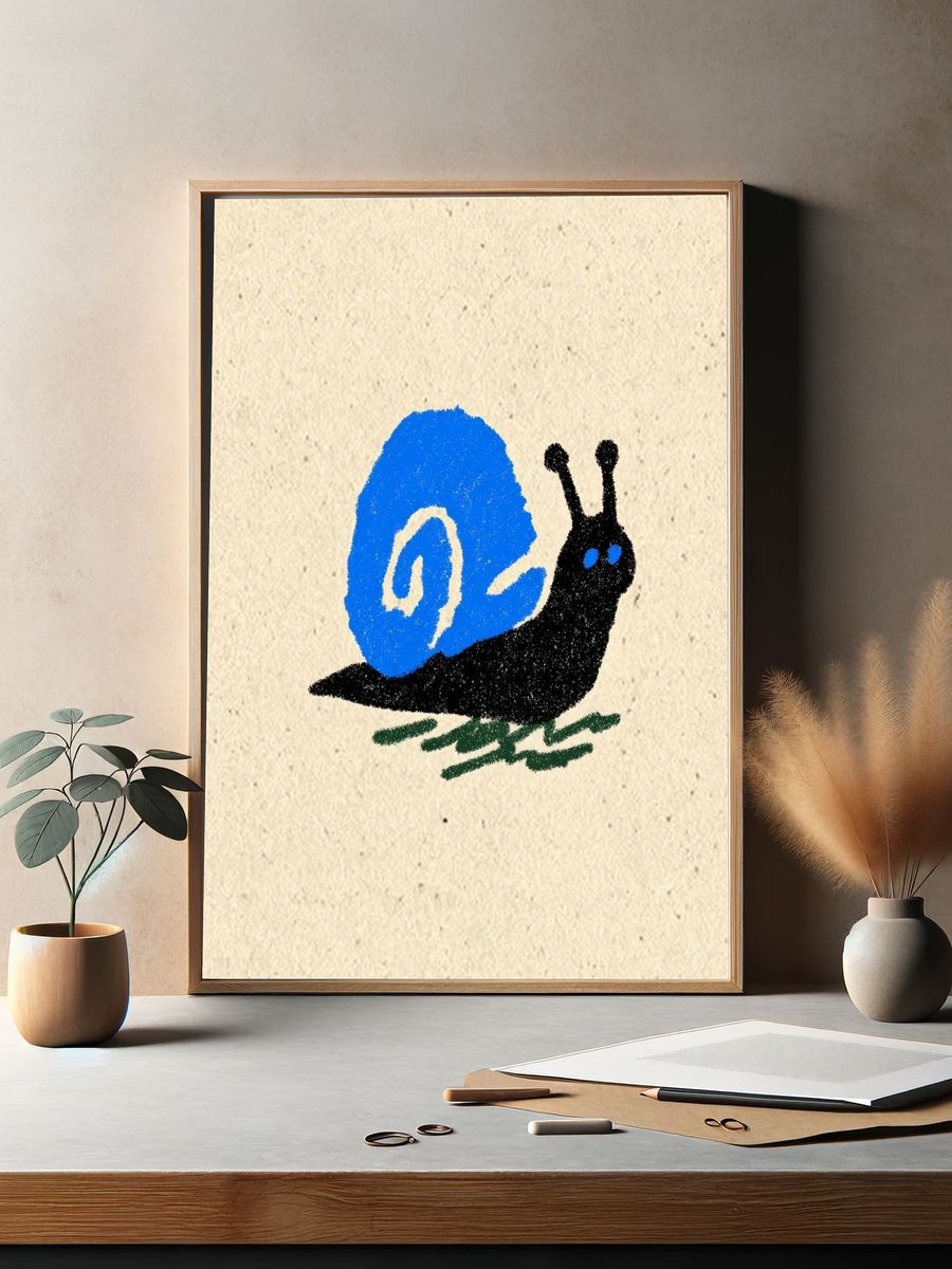 Colorful Snail Illustration Poster. — room view 2