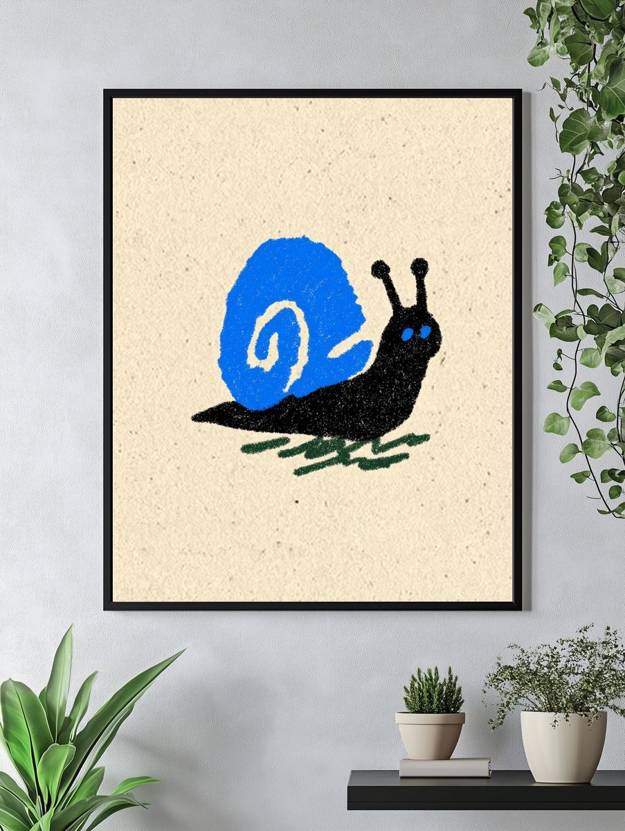 Colorful Snail Illustration Poster. — room view 4