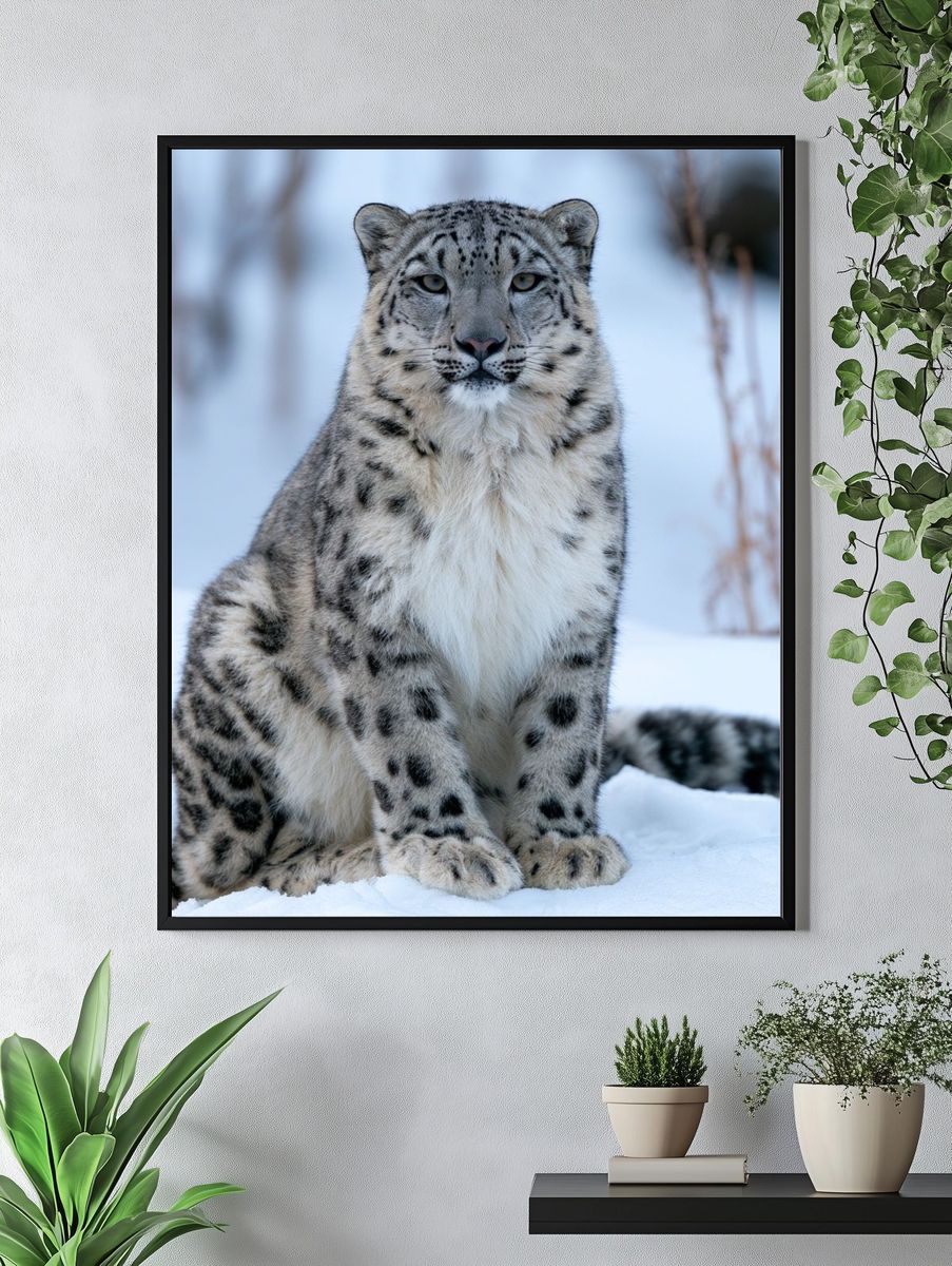 Snow Leopard Portrait Photography Poster. — room view 4
