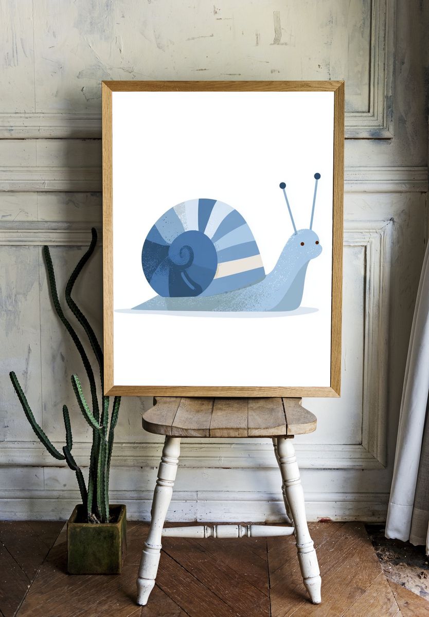 Cute Snail Illustration Poster. room preview