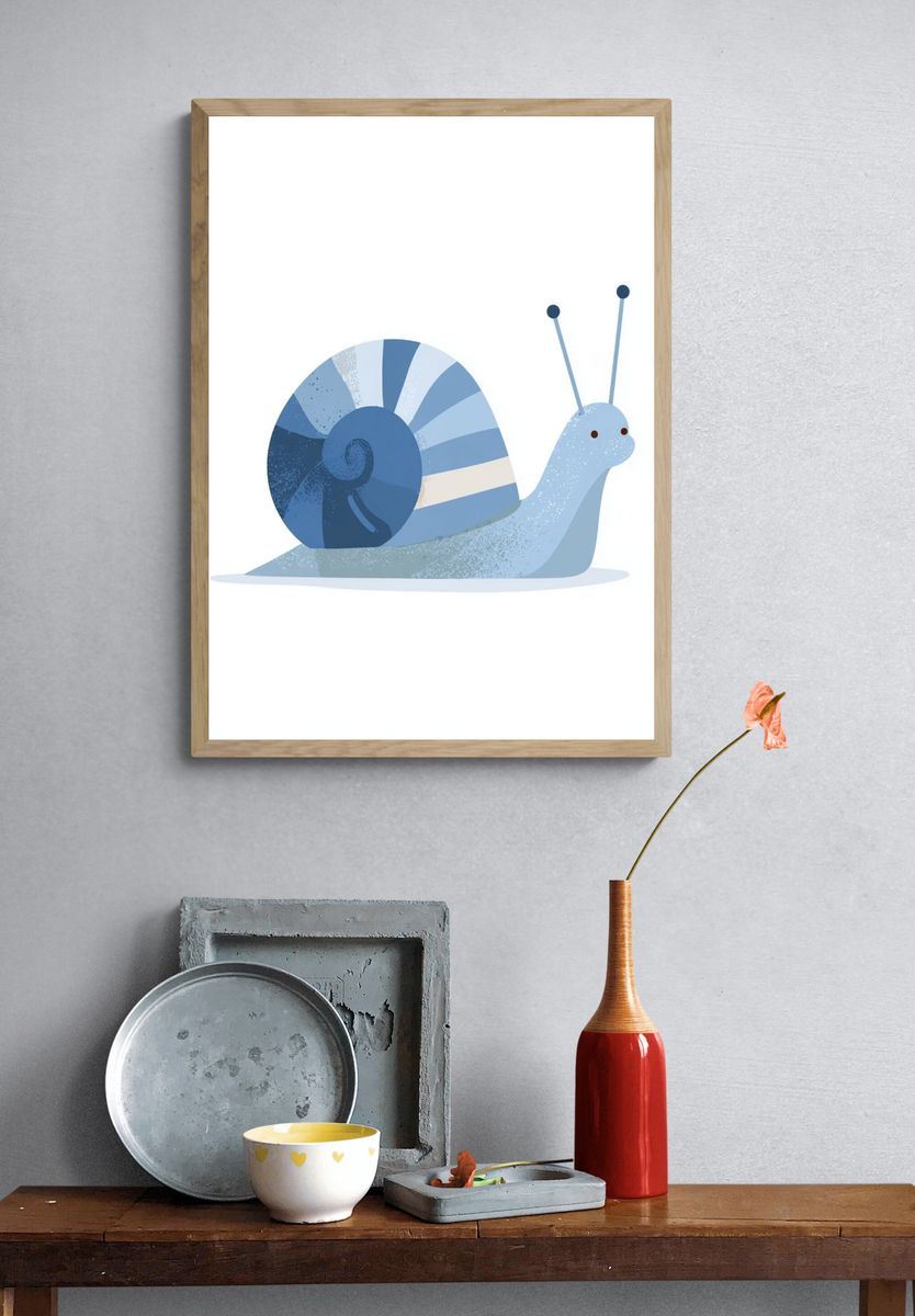 Cute Snail Illustration Poster. — room view 3