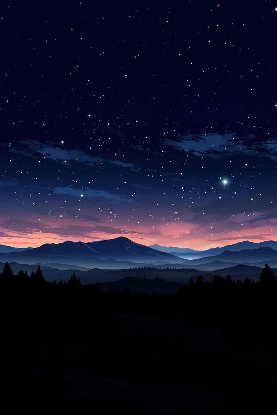 Starry Night Over Mountains — Nature Poster. poster detail