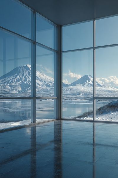 Snowy Mountain View — Minimalist Print. poster