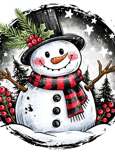 Festive Snowman Illustration Poster. poster