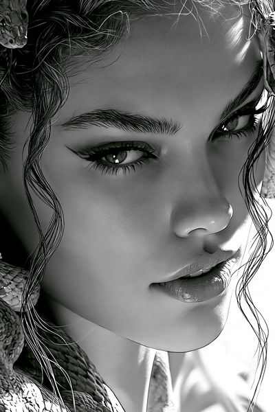 Snake Portrait Black-White Print. poster print