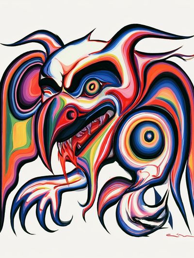 Surreal Neon Beast Print. poster