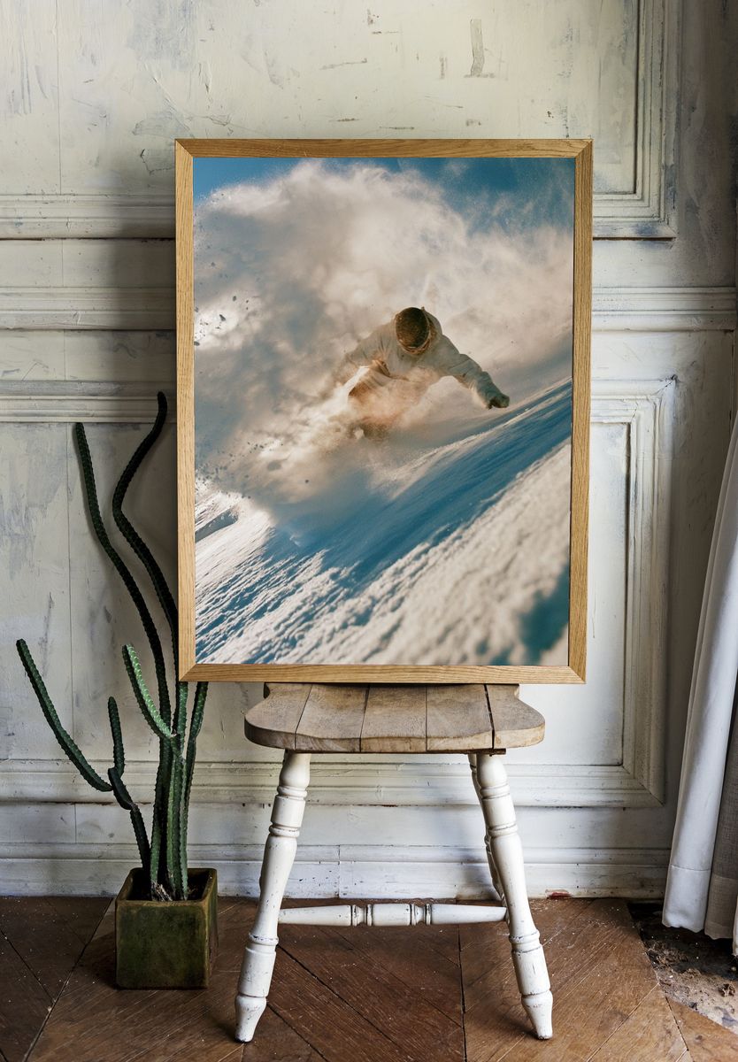 Snowboard Powder Carve Photography Poster. — room view 1