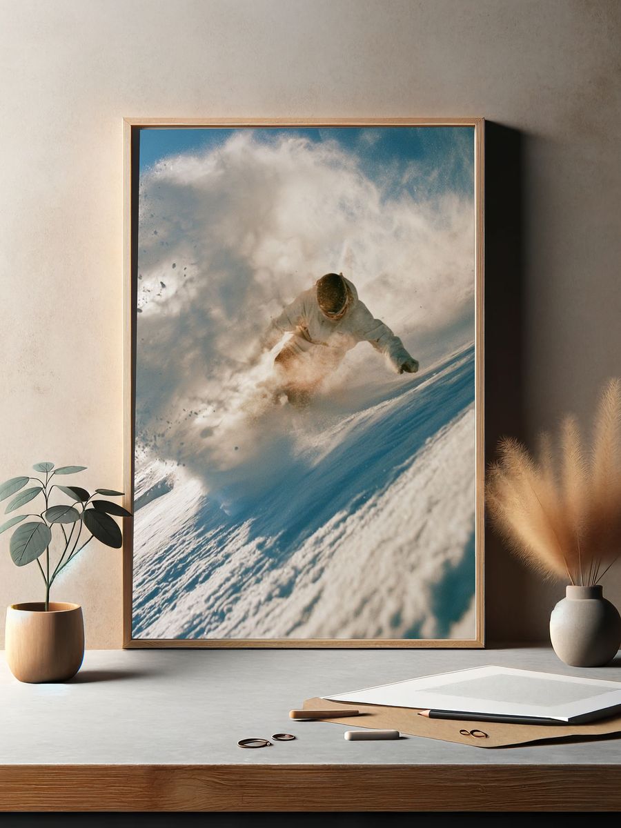 Snowboard Powder Carve Photography Poster. — room view 2