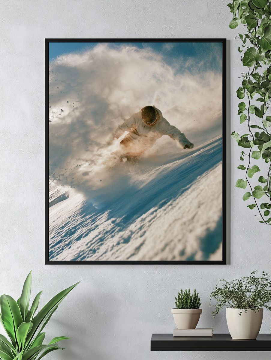 Snowboard Powder Carve Photography Poster. — room view 4